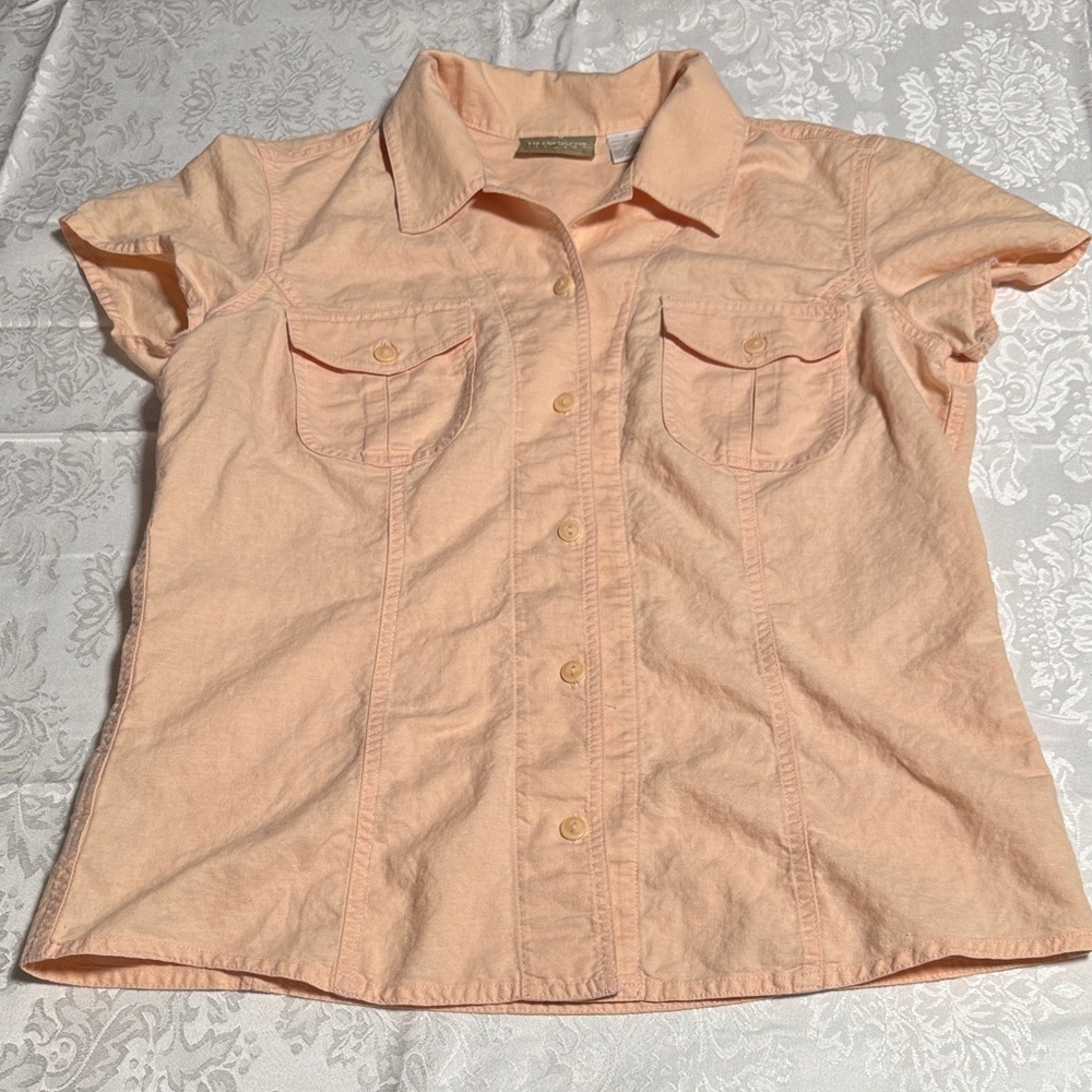 Liz Claiborne Peach Button Down Shirt Size M